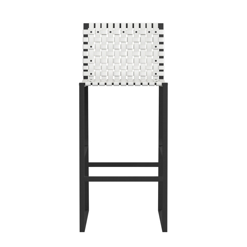 Butler Urban Brown Woven Leather Bar Stool, Bar Stool (30" Seat Height), White/Black