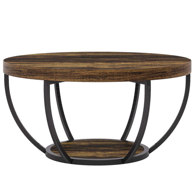 Floor Shelf Coffee Table, Light Brown, Black