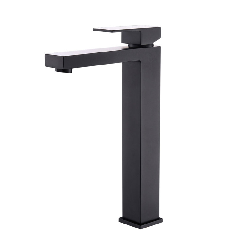 Robinet de lavabo de salle de bain à poignée simple en laiton, Noir