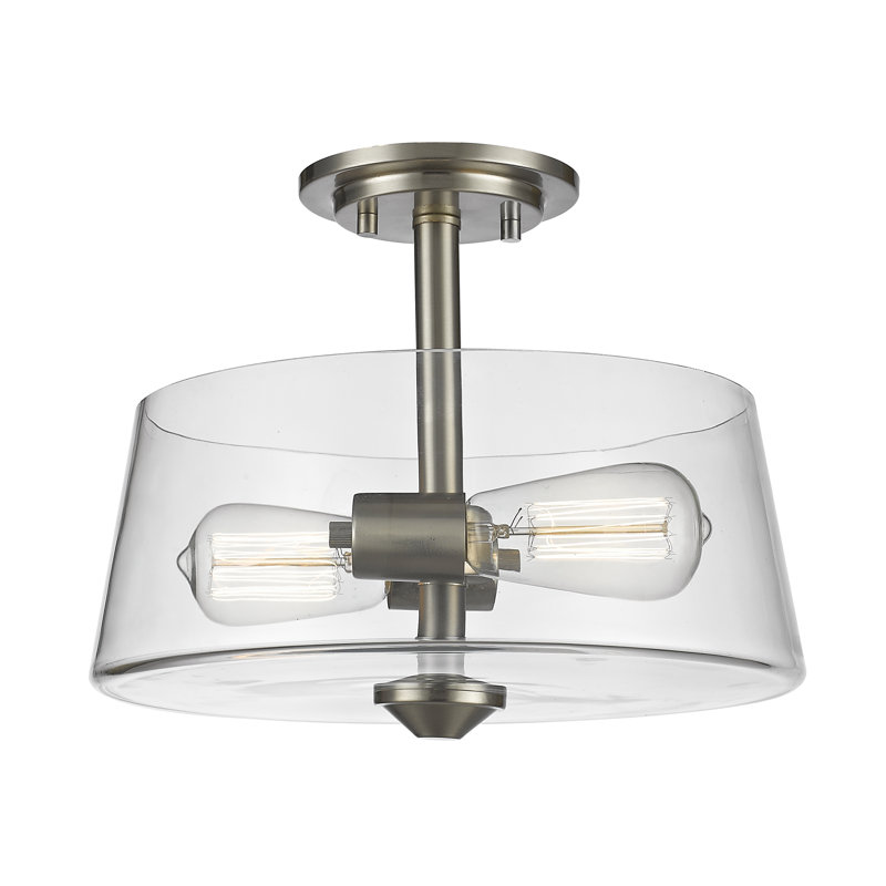 Jantz Glass Semi Flush Mount, Brushed Nickel