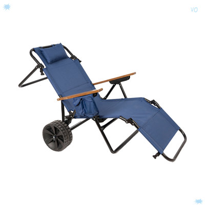 Chaise longue de plage pliable avec roulettes 2 en 1