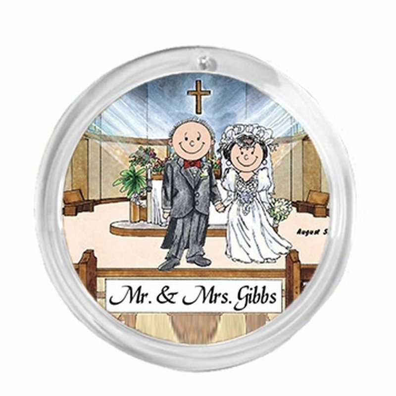 Ornement de Noël rond personnalisé: mariage - intérieur, Oui