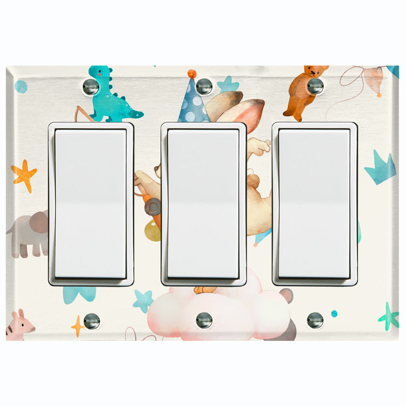 Animals 3 - Gang Toggle Light Switch Standard Wall Plate