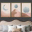 Abstract Mountain " Pastel Moon & Sun Desert Landscape Abstract Nature Modern Art Decor Panorama Pictures " 3 - Pieces-98697357-98697356