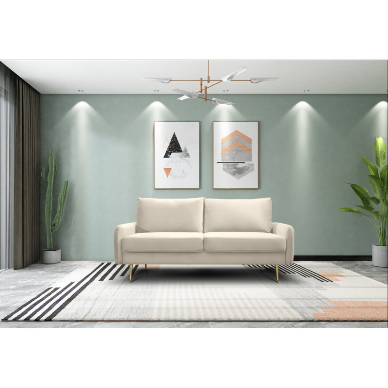 Siniard 70'' Upholstered Sofa, Beige 100% Polyester, 33.1" H X 70" W X 31.7" D