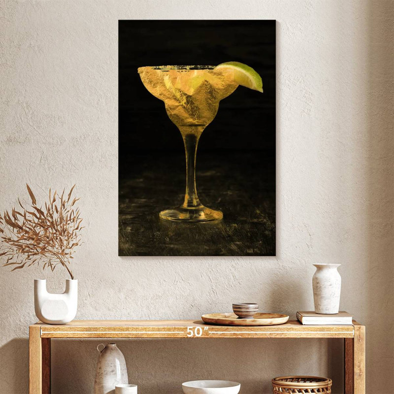 Cocktail rétro sur toile, H 39 po x l 26 po x P 1,25 po