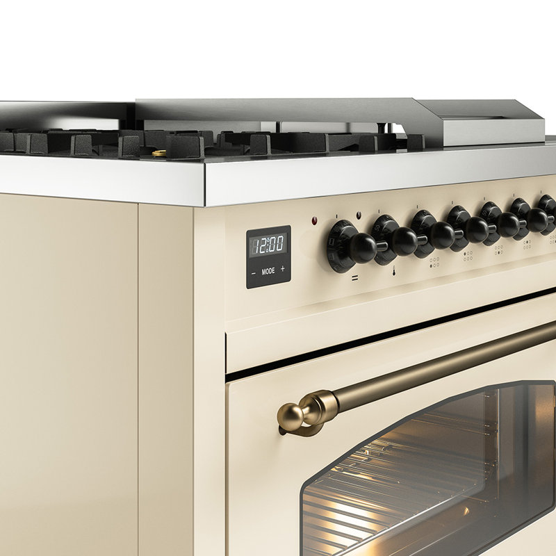 ILVE Nostalgie II 48 Dual Fuel Range, Natural Gas, Antique White/Bronze