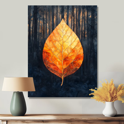 «Modern Amber Leave Harmony Of Autumn I», reproduction d'art sur métal traditionnelle, feuilles, art mural en métal