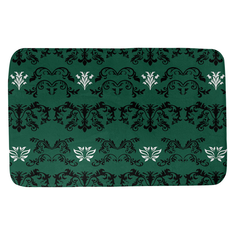 Tapis pour salle de bain New York Football Baroque, l 21 po x L 34 po, Noir furtif / vert Gotham / blanc