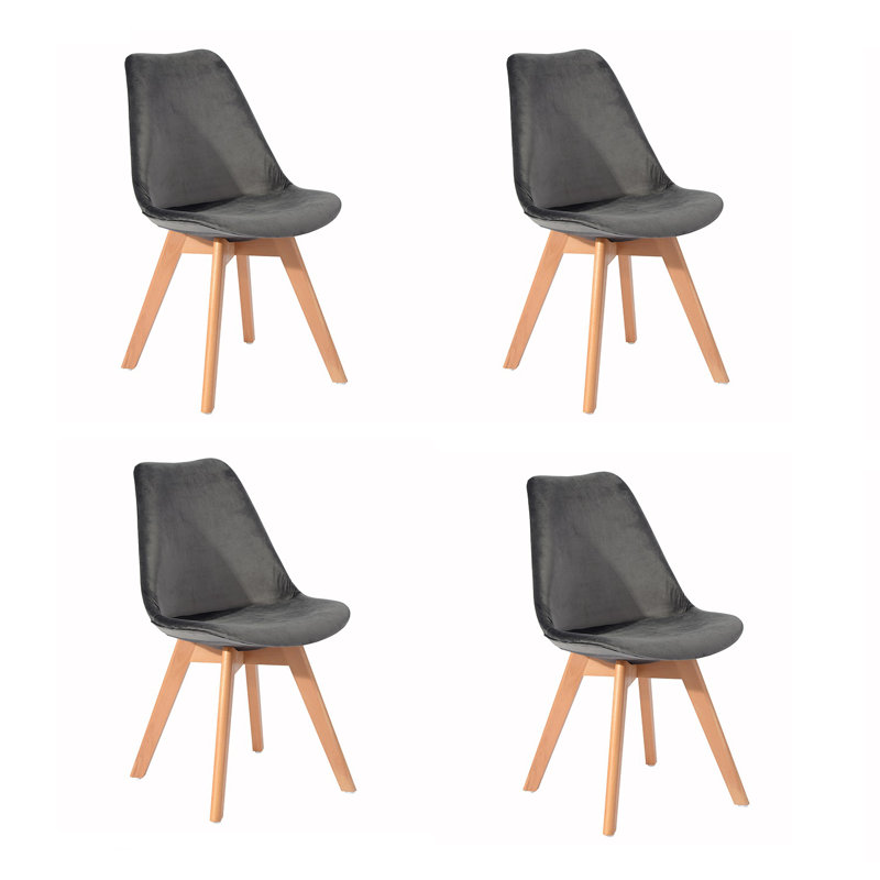 Emily 45cm H Velvet Upholstered Side Chair, Grey