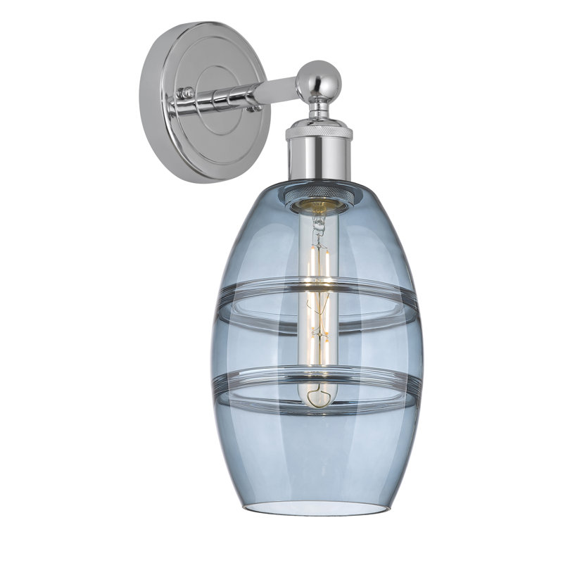 Applique murale en acier Bettylou, Chrome poli, H 10,38 po x l 5,88 po x P 7,44 po, Bleu princesse