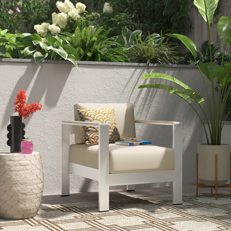 Shore Outdoor Patio Aluminum Armchair, Beige Sunbrella®