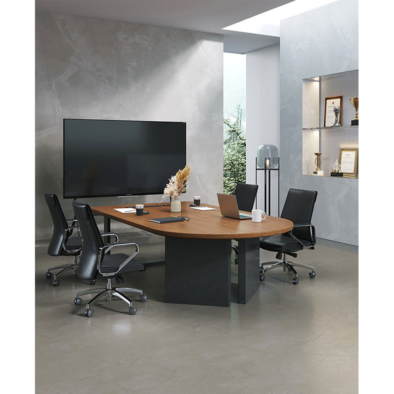 Bureau / bureau en demi-cercle en bois massif, 29.53" H x 70.87" W x 39.37" D