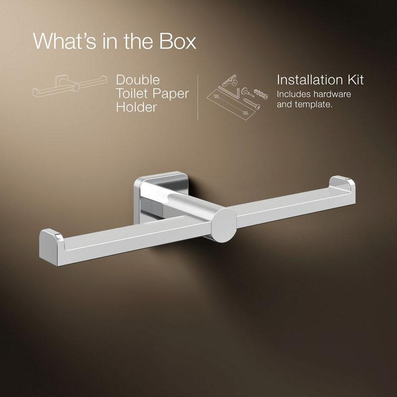 Parallel Double Toilet Paper Holder, Polished Chrome
