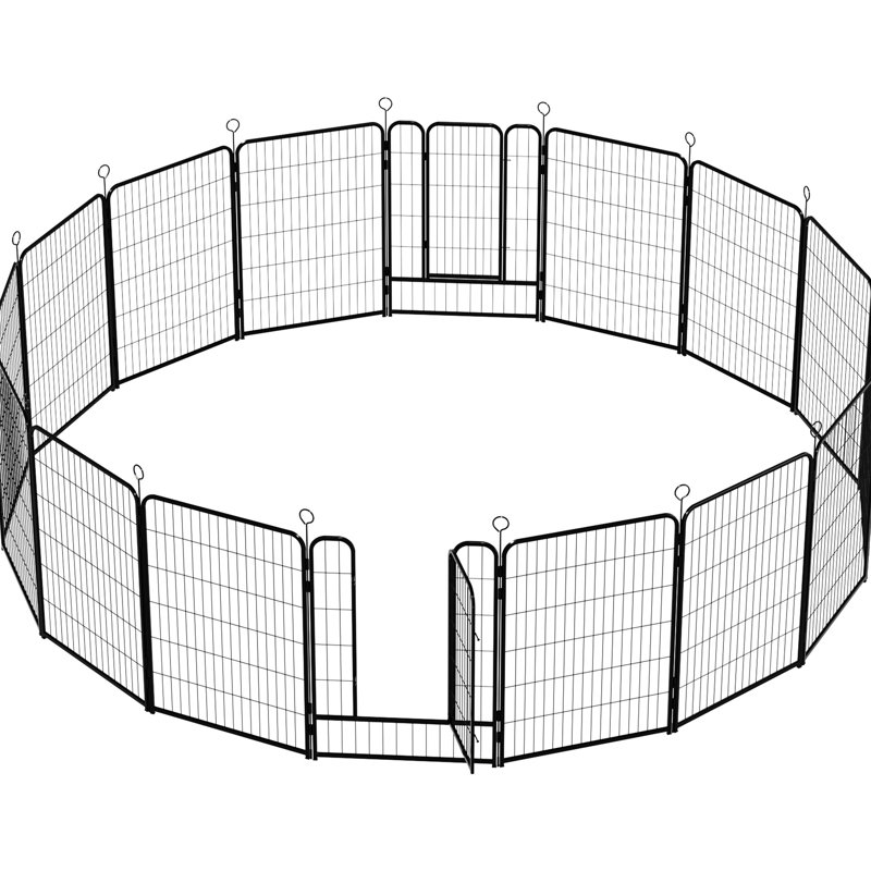 Parc pour chien 16 panneaux en métal, 40 po, très grand avec barrière autobloquante, robuste, réglable pour l'intérieur et l'extérieur, assemblage rapide, rouille,