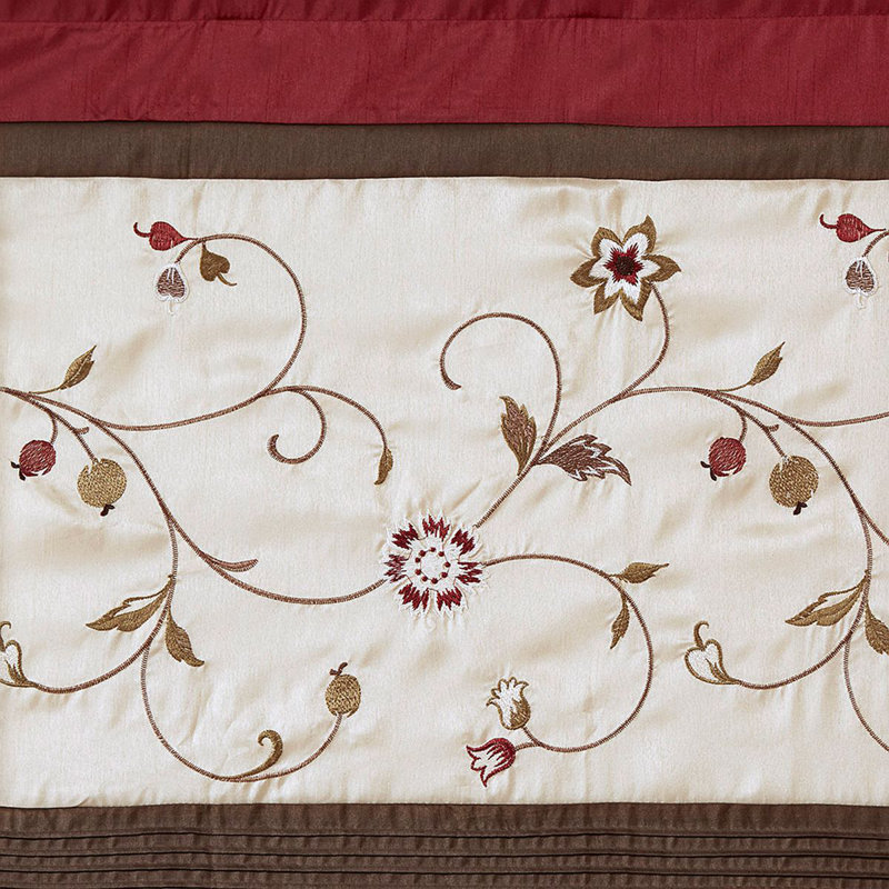 Embroidered Curtain Panel(Only 1 Pc Panel), Dark Brown