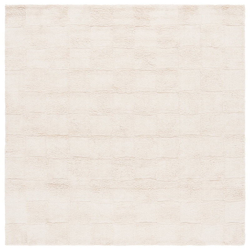 Sarik Handtufted Recycled Cotton Machine Washable Solid Color Rug, Square 6"