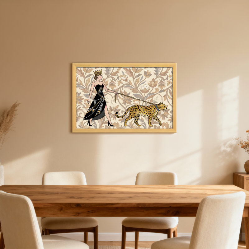 Animaux animaux avec motif léopard en laisse, Toile tendue, Ne s’applique pas, H 20 po x l 30 po