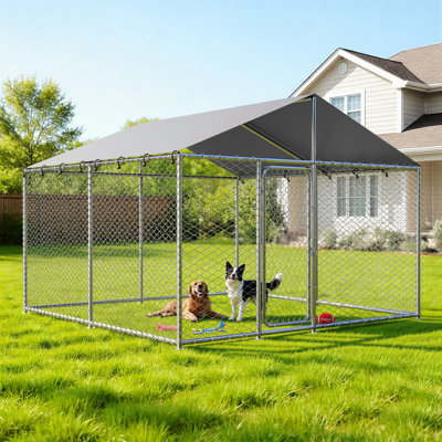 Chenil d'extérieur pour chien 86,6 "H et chenil avec toit résistant aux rayons UV, cage de cour pour chien robuste avec porte verrouillable