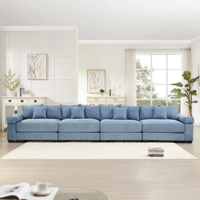 Canapé modulaire surdimensionné de 170 po et canapé modulaire, accoudoirs en velours côtelé 3 places avec coussins et 12 coussins décoratifs, conception ergonomique