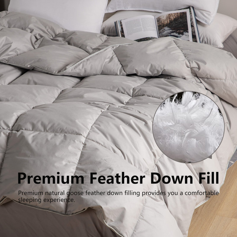 Cotton Baffle Box Stitch Comforter, California King Comforter, Light Gray