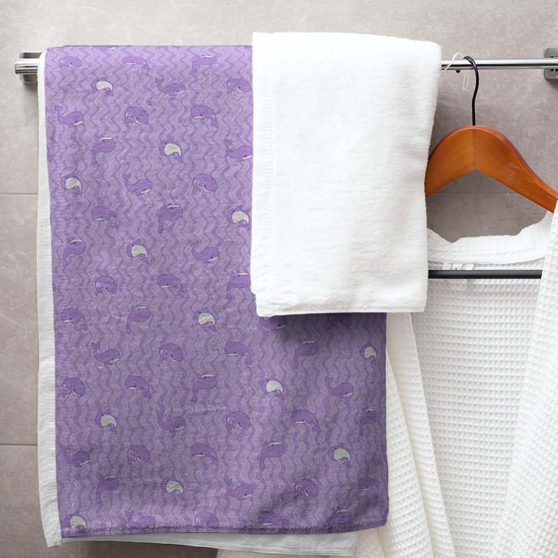 Serviette de bain katelyn elizabeth baleines, Mauve