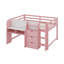Lit mezzanine double pleine grandeur avec bureau et rangement, armoires rabattables, tablettes ouvertes et tableau blanc-1367045850