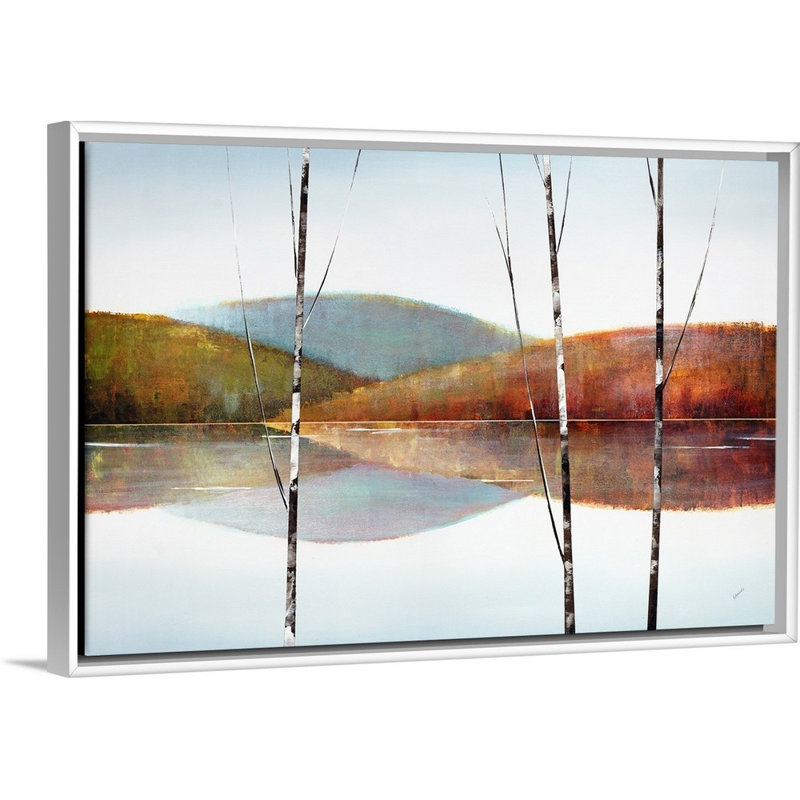 " Calm Waters VII " by Sydney Edmunds Painting Print, White Floater Frame, 33.7" H x 49.7" W x 1.75" D