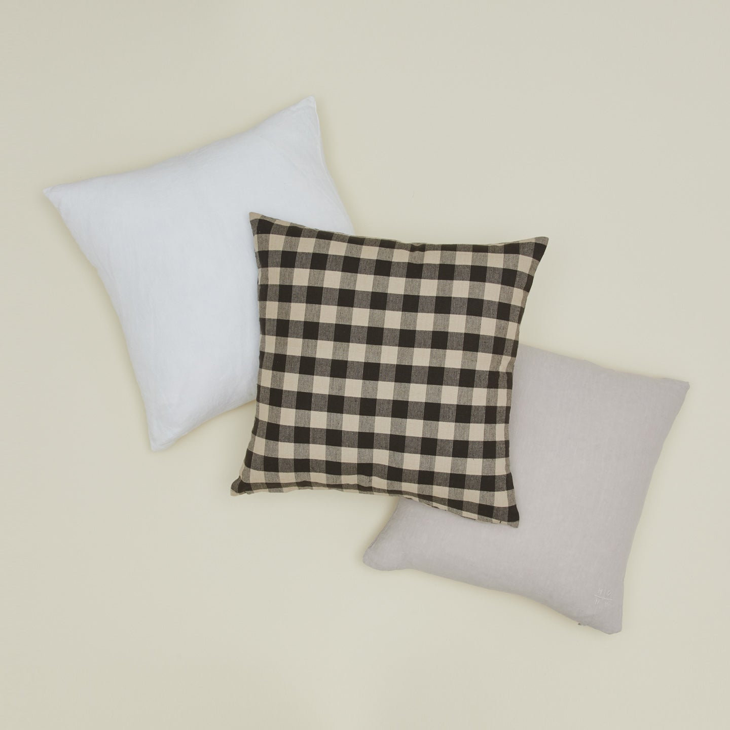 Essential Gingham Cotton Throw Pillow, Black/Light Gray