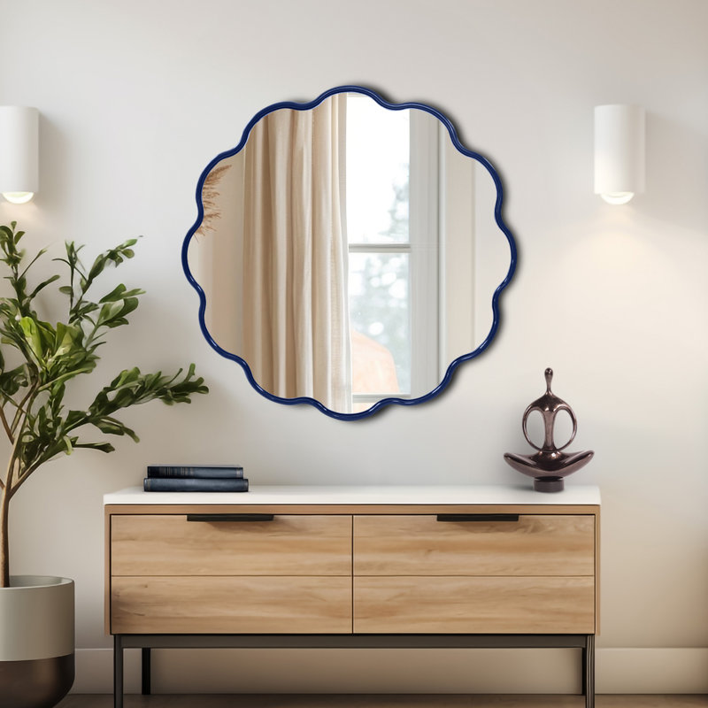 Anderson Scalloped Flower Wall Mirror, Navy