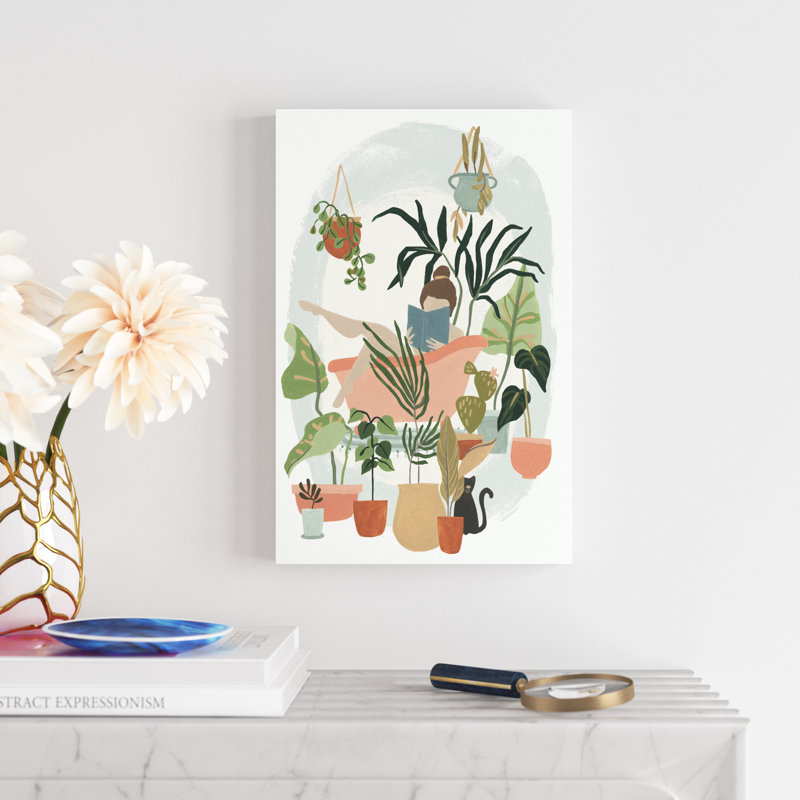 Plant Lady Bath I by June Erica Vess - Painting, 46cm H x 30cm W, Wrapped Canvas