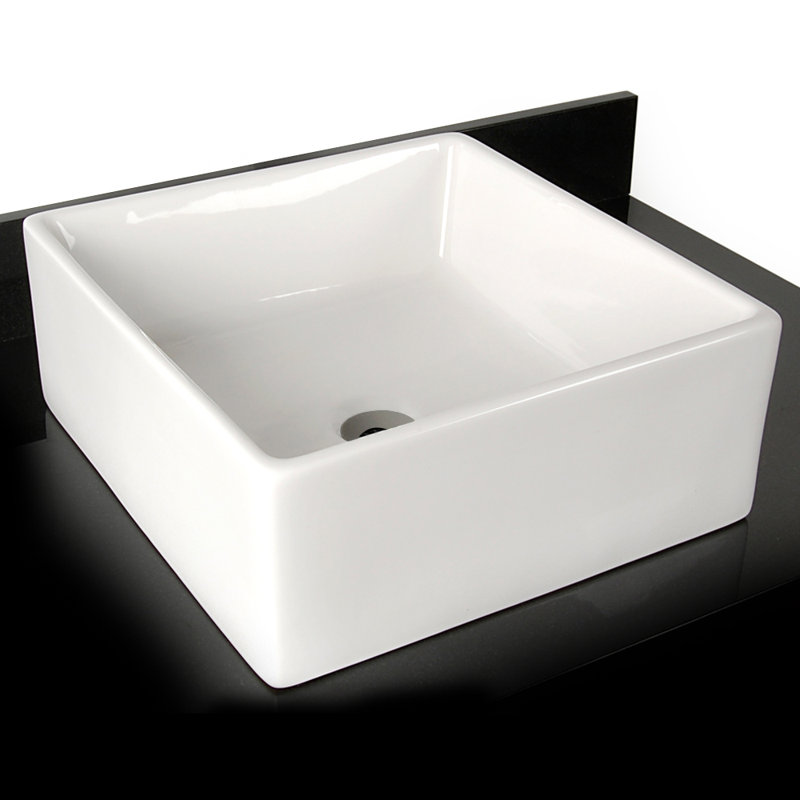 D'Vontz Vitreous China Sinks 15'' White Ceramic Rectangular Bathroom Sink
