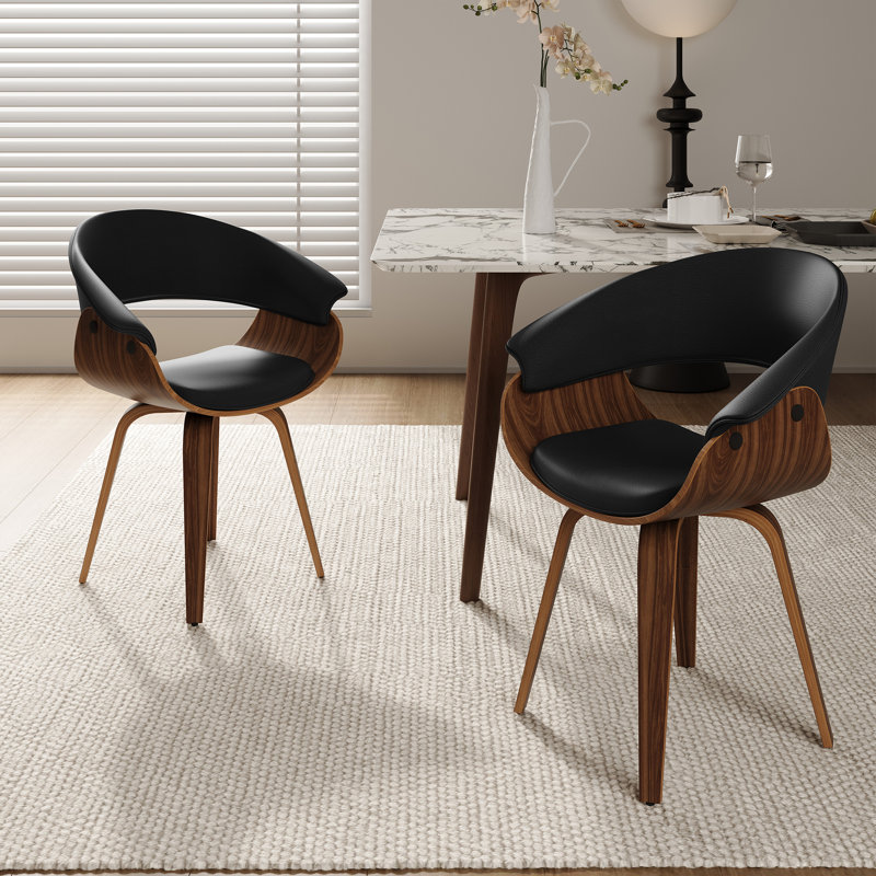 Chaise de salle à manger rembourrée Modern, Noir