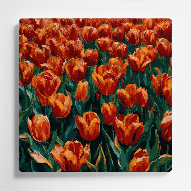 «Botanical Tulips», art mural en métal vert, H 32 po x l 32 po