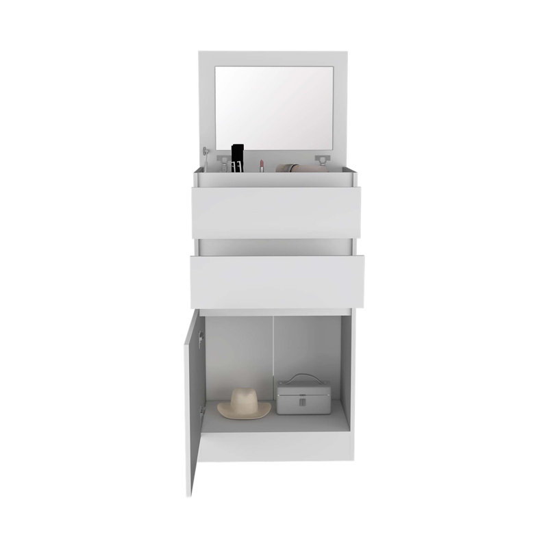Commode 2 tiroirs Delcho, Blanc
