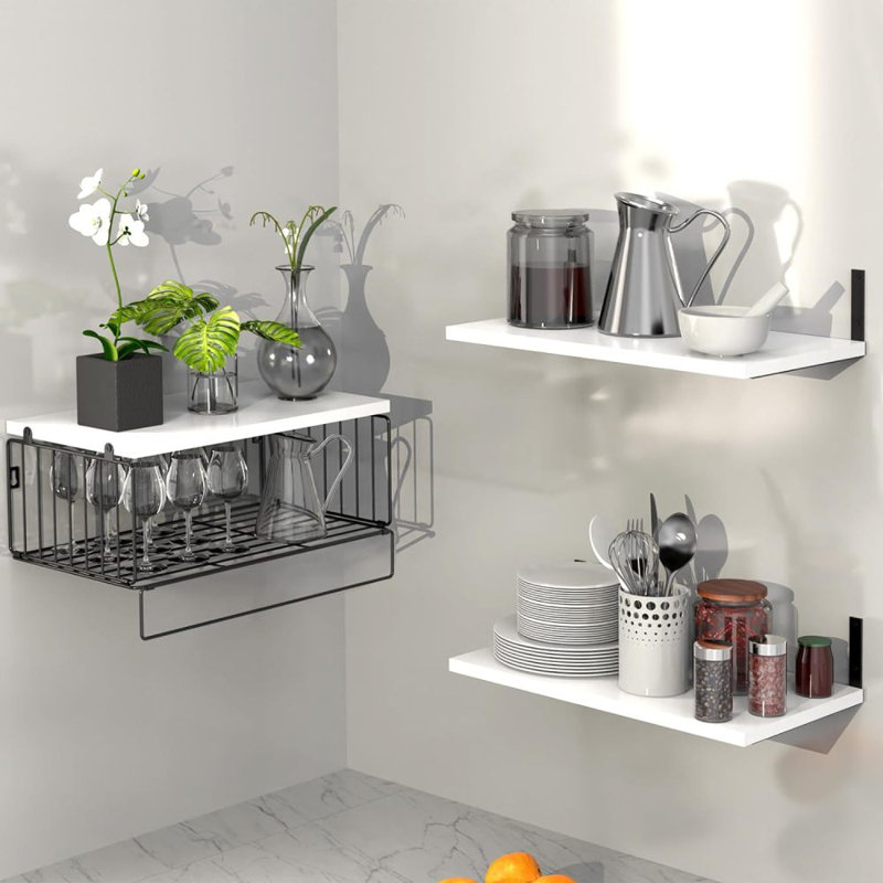 Achilleus 3 Piece Floating Shelf, White