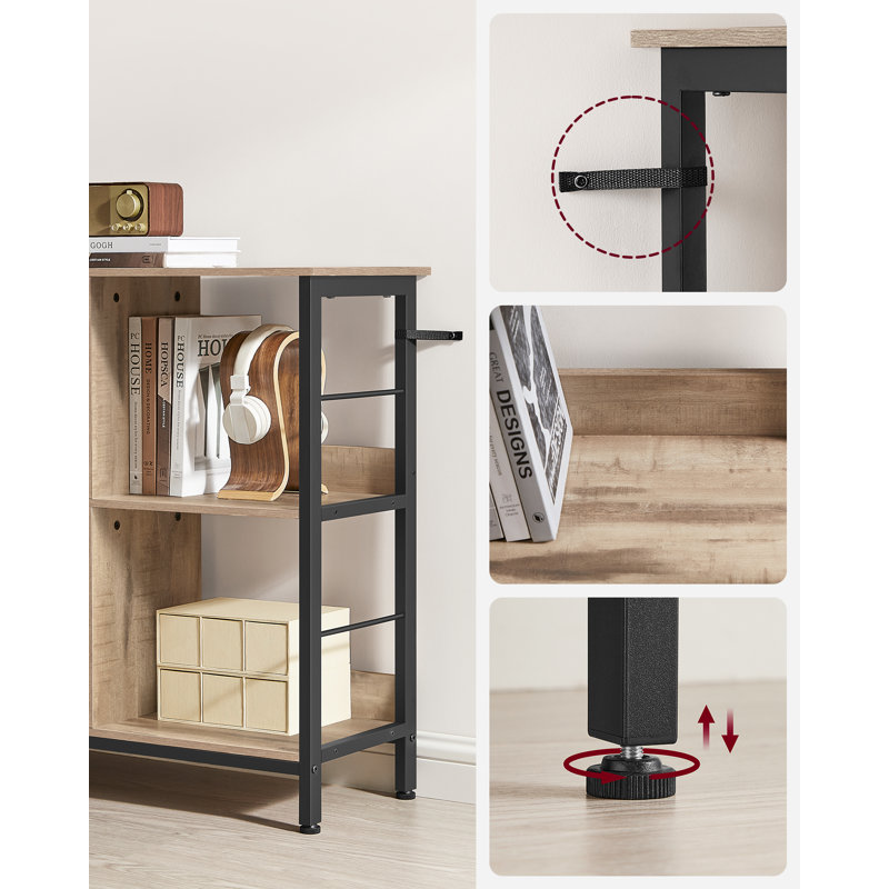 Westbroek Unfinished Etagere Bookcase, Camel Brown/Ink Black, (2 Shelves) 31.5" H x 47.2" W x 13" D