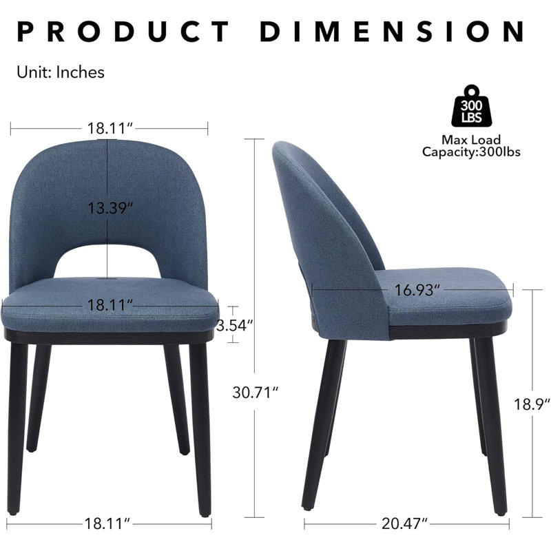 Upholstered Dining Chair, Blue