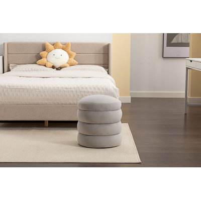 Hasset Round Footstool Ottoman, Soft Round Ottoman, Footrest Stool by Wrought Studio