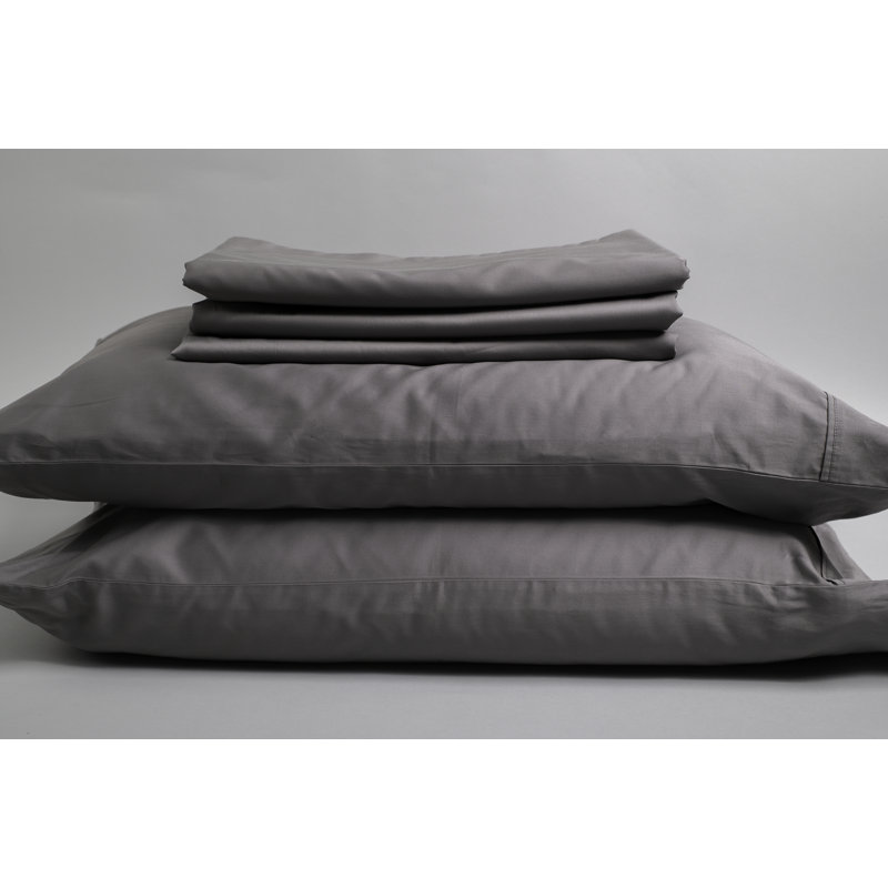 Twin Steel Grey Organic Cotton Sateen Duvet Cover Set