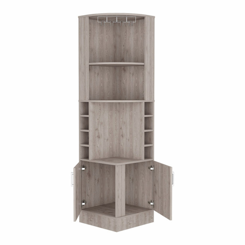 Meuble-bar Papprika, 8 casiers à vin, double porte, fini gris pâle, Light Gray