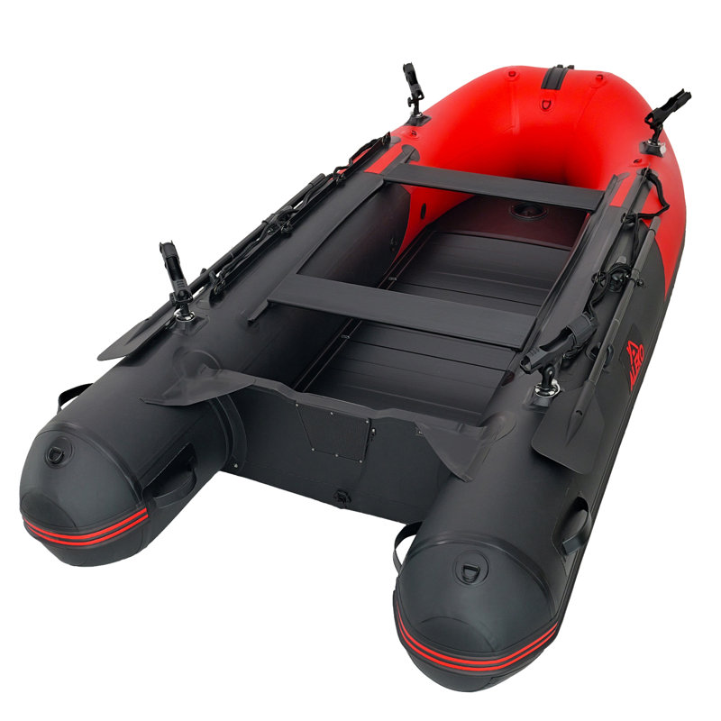 Inflatable Fishing Boat, Red/Black, 24" H x 67.2" W x 150" D