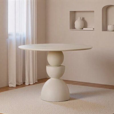 Modern Gentle Creamy White Thick Round Table