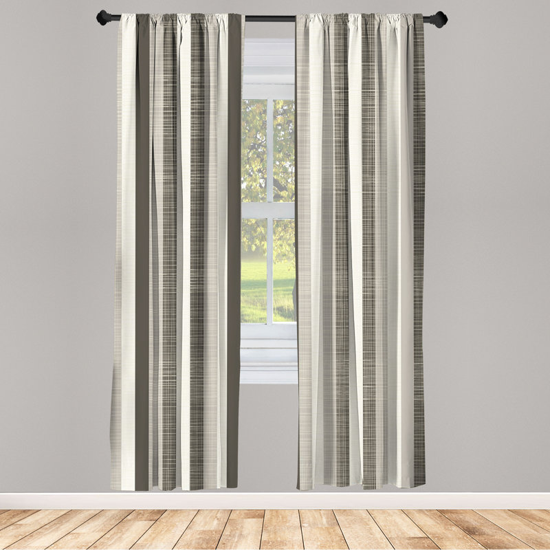 George Oliver Retro Curtains, Classical Stripes Art Vintage, Pair of 28", Dark Eggshell, 28" W x 95" L