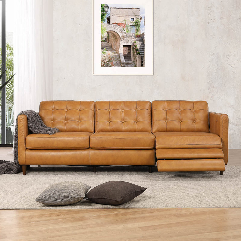 Stoll 93" Power Inclining Genuine Leather Sofa