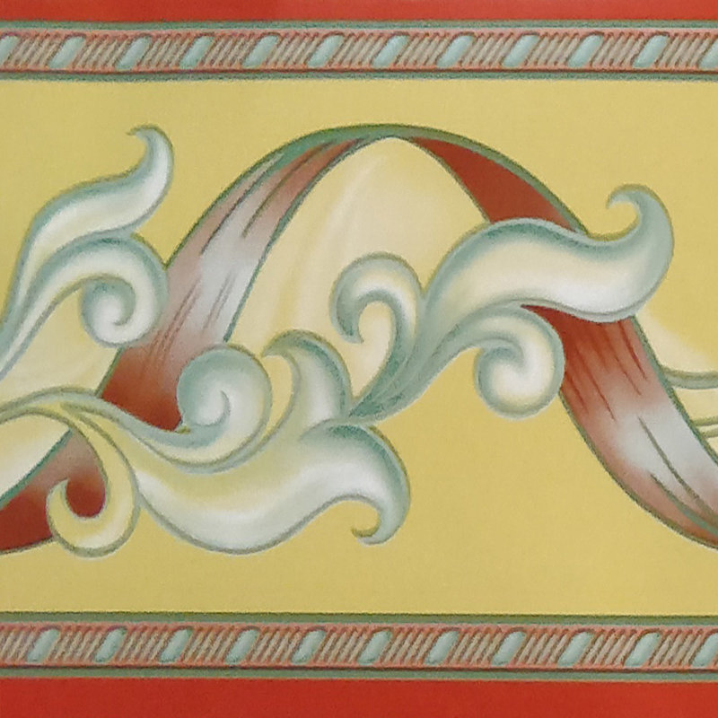 Bordure de papier peint à motif rétro L 33 pi x l 4 po Melaney, Jaune Chartreuse