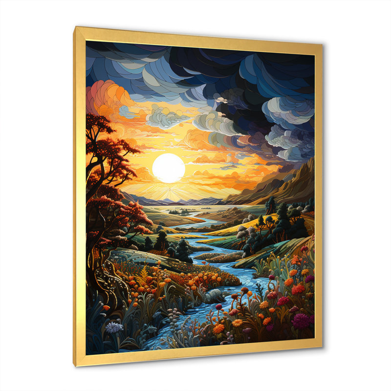 " Storms Sunrise Landscape III ", Gold Single Picture Framed, 32" H x 24" W x 1" D