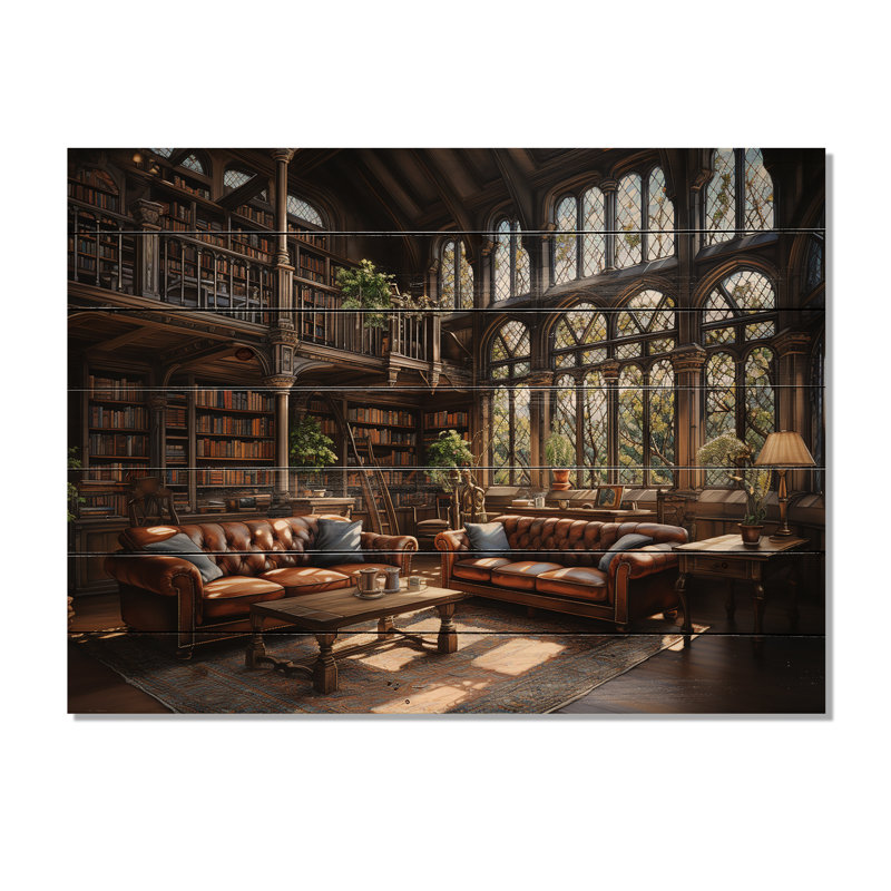 Bibliothèques littéraires Haven II - reproduction architecturale sur bois de pin naturel, H 24 po x l 32 po x P 0,78 po