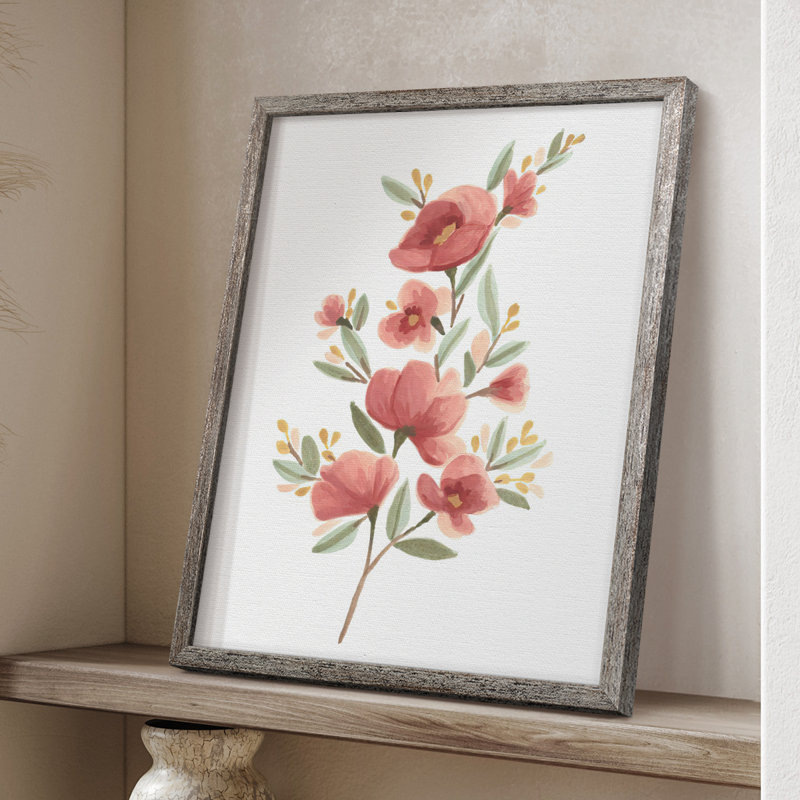 Wildflower Sprig III, reproduction encadrée - bois massif, H 11 po x l 9 po