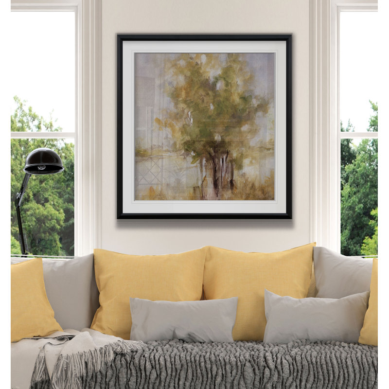 « doucement oliveraies i », reproduction de peinture à l’huile, H 26,5 po x l 26,5 po x P 1,5 po, Cadre plastique noir